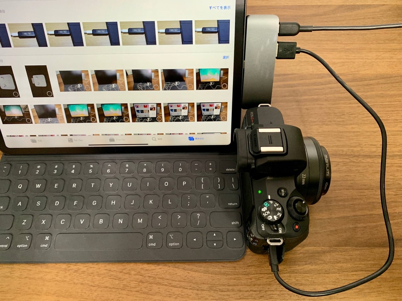 iPad Proに特化した「Satechi アルミニウム Type-C モバイル Proハブ」にカメラを接続