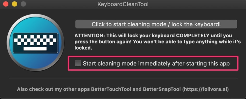 チェックをつけておけばアプリ起動でキーボード無効化