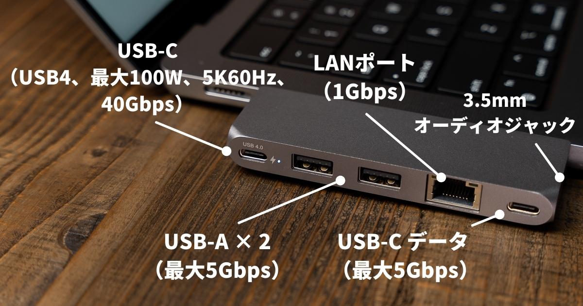 Satechi USB-C PRO ハブ ミニのポート構成